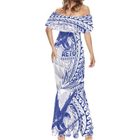 Samoa Pago Pago Aeto Mermaid Dress Wingstyle Blue-White Color - Polynesian Pride