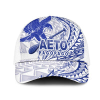 American Samoa Pago Pago Aeto Mesh Trucker Cap Wingstyle Blue-White Color LT03 One Size White White - Polynesian Pride