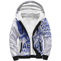 American Samoa Pago Pago Aeto Sherpa Hoodie Wingstyle Blue-White Color LT03 Unisex White - Polynesian Pride