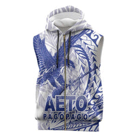 American Samoa Pago Pago Aeto Sleeveless Zip Hoodie Wingstyle Blue-White Color LT03 White - Polynesian Pride