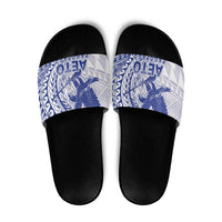 Samoa Pago Pago Aeto Slide Sandals Wingstyle Blue-White Color - Polynesian Pride