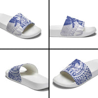 Samoa Pago Pago Aeto Slide Sandals Wingstyle Blue-White Color - Polynesian Pride