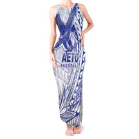 Samoa Pago Pago Aeto Tank Maxi Dress Wingstyle Blue-White Color - Polynesian Pride