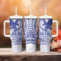 Samoa Pago Pago Aeto Tumbler With Handle Wingstyle Blue-White Color - Polynesian Pride