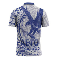 Samoa Pago Pago Aeto Zipper Polo Shirt Wingstyle Blue-White Color - Polynesian Pride