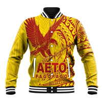 Samoa Pago Pago Aeto Baseball Jacket Wingstyle Red-Gold Color - Polynesian Pride