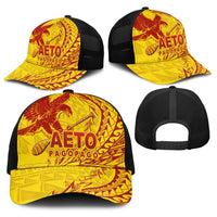 American Samoa Pago Pago Aeto Baseball Net Cap Wingstyle Red-Gold Color LT03 - Polynesian Pride