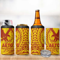 Samoa Pago Pago Aeto 4 in 1 Can Cooler Tumbler Wingstyle Red-Gold Color - Polynesian Pride