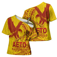 Samoa Pago Pago Aeto Cross Shoulder Shirt Wingstyle Red-Gold Color - Polynesian Pride