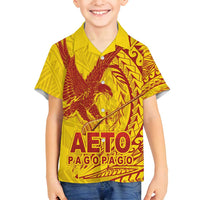 Samoa Pago Pago Aeto Family Matching Summer Maxi Dress and Hawaiian Shirt Wingstyle Red-Gold Color - Polynesian Pride