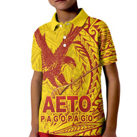 Samoa Pago Pago Aeto Kid Polo Shirt Wingstyle Red-Gold Color - Polynesian Pride