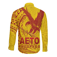 Samoa Pago Pago Aeto Long Sleeve Button Shirt Wingstyle Red-Gold Color - Polynesian Pride