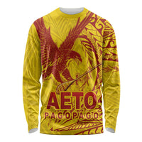 Samoa Pago Pago Aeto Long Sleeve Shirt Wingstyle Red-Gold Color - Polynesian Pride