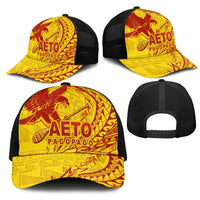 American Samoa Pago Pago Aeto Mesh Trucker Cap Wingstyle Red-Gold Color LT03 - Polynesian Pride