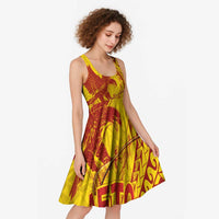 Samoa Pago Pago Aeto Midi Dress Wingstyle Red-Gold Color - Polynesian Pride