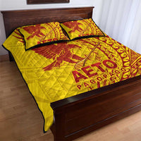 Samoa Pago Pago Aeto Quilt Bed Set Wingstyle Red-Gold Color - Polynesian Pride