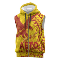 American Samoa Pago Pago Aeto Sleeveless Zip Hoodie Wingstyle Red-Gold Color LT03 Yellow - Polynesian Pride