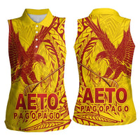 American Samoa Pago Pago Aeto Women Sleeveless Polo Shirt Wingstyle Red-Gold Color LT03 - Polynesian Pride