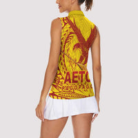 American Samoa Pago Pago Aeto Women Sleeveless Polo Shirt Wingstyle Red-Gold Color LT03 - Polynesian Pride