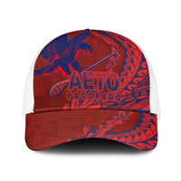 American Samoa Pago Pago Aeto Baseball Net Cap Wingstyle Red-Blue Color LT03 One Size White Red - Polynesian Pride