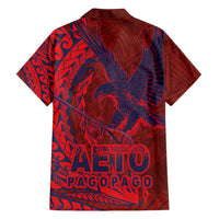 Samoa Pago Pago Aeto Family Matching Summer Maxi Dress and Hawaiian Shirt Wingstyle Red-Blue Color - Polynesian Pride