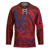 American Samoa Pago Pago Aeto Hockey Jersey Wingstyle Red-Blue Color LT03 Unisex Red - Polynesian Pride