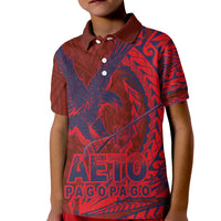 Samoa Pago Pago Aeto Kid Polo Shirt Wingstyle Red-Blue Color - Polynesian Pride
