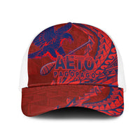 American Samoa Pago Pago Aeto Mesh Trucker Cap Wingstyle Red-Blue Color LT03 One Size White Red - Polynesian Pride
