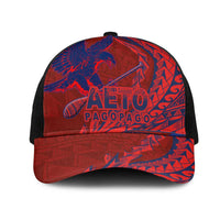 American Samoa Pago Pago Aeto Mesh Trucker Cap Wingstyle Red-Blue Color LT03 One Size Black Red - Polynesian Pride