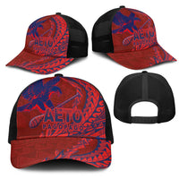 American Samoa Pago Pago Aeto Mesh Trucker Cap Wingstyle Red-Blue Color LT03 - Polynesian Pride