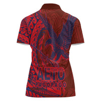 Samoa Pago Pago Aeto Women Polo Shirt Wingstyle Red-Blue Color - Polynesian Pride