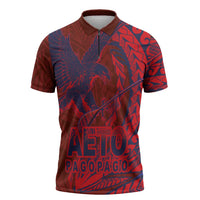 American Samoa Pago Pago Aeto Zipper Polo Shirt Wingstyle Red-Blue Color LT03 Red - Polynesian Pride