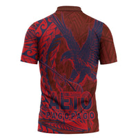 American Samoa Pago Pago Aeto Zipper Polo Shirt Wingstyle Red-Blue Color LT03 - Polynesian Pride