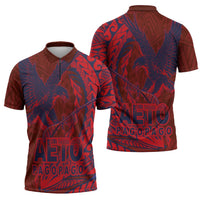 American Samoa Pago Pago Aeto Zipper Polo Shirt Wingstyle Red-Blue Color LT03 - Polynesian Pride