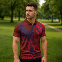 American Samoa Pago Pago Aeto Zipper Polo Shirt Wingstyle Red-Blue Color LT03 - Polynesian Pride
