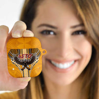 American Samoa Pago Pago Aeto AirPods Case Bald Eagle with Polynesian Art Tattoos LT03 Yellow - Polynesian Pride