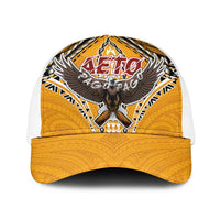 American Samoa Pago Pago Aeto Baseball Net Cap Bald Eagle with Polynesian Art Tattoos LT03 One Size White Yellow - Polynesian Pride