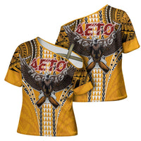 Samoa Pago Pago Aeto Cross Shoulder Shirt Bald Eagle with Polynesian Art Tattoos - Polynesian Pride