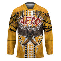 American Samoa Pago Pago Aeto Hockey Jersey Bald Eagle with Polynesian Art Tattoos LT03 Unisex Yellow - Polynesian Pride