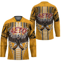 American Samoa Pago Pago Aeto Hockey Jersey Bald Eagle with Polynesian Art Tattoos LT03 - Polynesian Pride