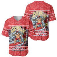 New Zealand Christmas Baseball Jersey Santa Catch The Wave Maori Pattern Retro Style LT03 - Polynesian Pride