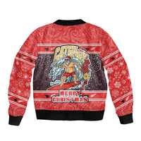 New Zealand Christmas Bomber Jacket Santa Catch The Wave Maori Pattern Retro Style LT03 - Polynesian Pride