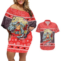 new-zealand-christmas-couples-matching-off-shoulder-short-dress-and-hawaiian-shirt-santa-catch-the-wave-maori-pattern-retro-style