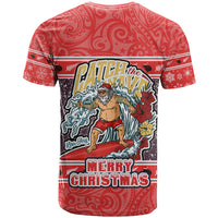 New Zealand Christmas T Shirt Santa Catch The Wave Maori Pattern Retro Style LT03 - Polynesian Pride