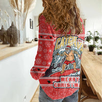 new-zealand-christmas-women-casual-shirt-santa-catch-the-wave-maori-pattern-retro-style