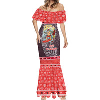 Custom New Zealand Christmas Mermaid Dress Santa Catch The Wave Maori Pattern Retro Style LT03 - Polynesian Pride