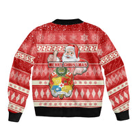 Tonga Christmas Bomber Jacket The Santa Coat of Arms with Ngatu and Snow Pattern LT03 - Polynesian Pride