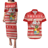 tonga-christmas-couples-matching-puletasi-dress-and-hawaiian-shirt-the-santa-coat-of-arms-with-ngatu-and-snow-pattern