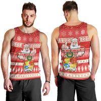 Tonga Christmas Men Tank Top The Santa Coat of Arms with Ngatu and Snow Pattern LT03 - Polynesian Pride