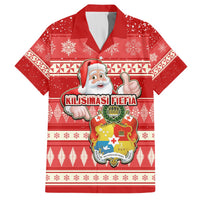Custom Tonga Christmas Hawaiian Shirt The Santa Coat of Arms with Ngatu and Snow Pattern LT03 Red - Polynesian Pride